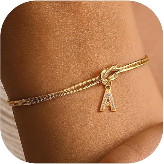 Zircon 26 Letter Bracelet Fashion Concentric Knot Round Snake Bone Bracelet Couple Friendship Hand Jewelry