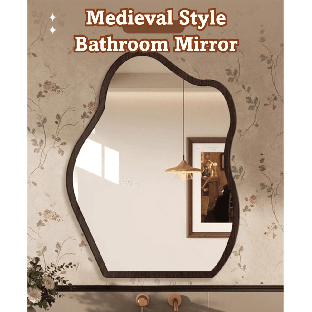 Vintage Style Wall-Mounted Self-Adhesive Vanity Hangable And Standable High-End Makeup Cloud Bathroom Mirror