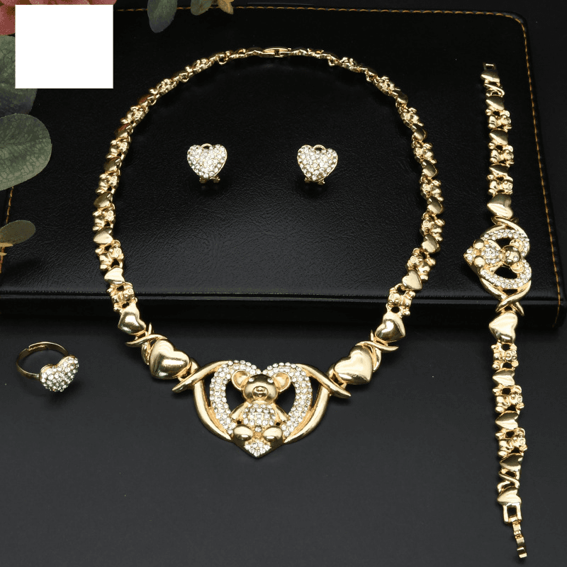 Jewelry set Ladies bride necklace ring earrings bracelet 4-piece set