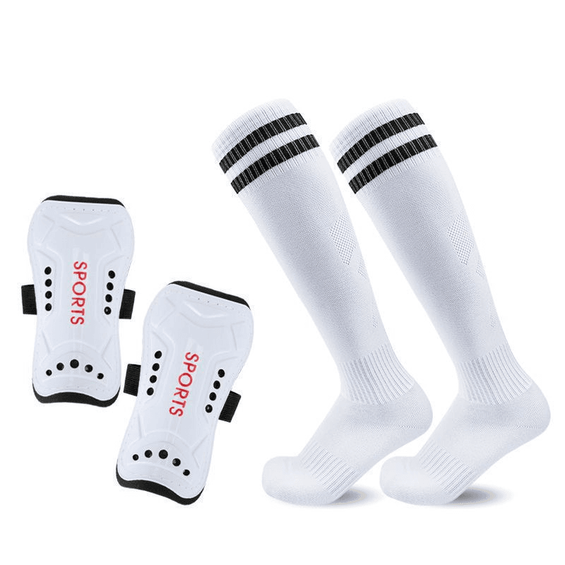 Football Shin Guards Football Socks Two Piece Set Boys And Girls Children Adult Over The Knee Training Socks Shin Guards