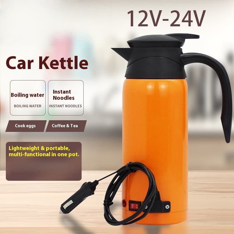 ​12V/24V Dual Voltage Car Kettle, Fast Heating Portable Electric Travel Kettle With Smart Auto Shut-Off, Stainless Steel For Road Trips & Camping​