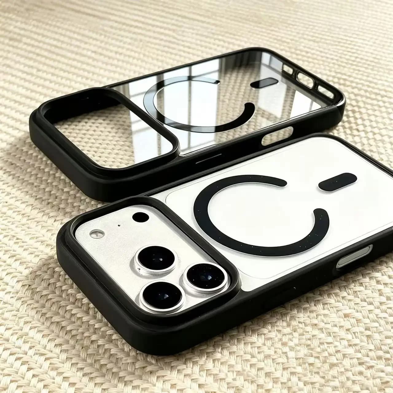 Compatible avec l'iPhone 18 Pro Max, coque magnétique transparente en silicone acrylique 17 pouces, couleur unie, effet peau.