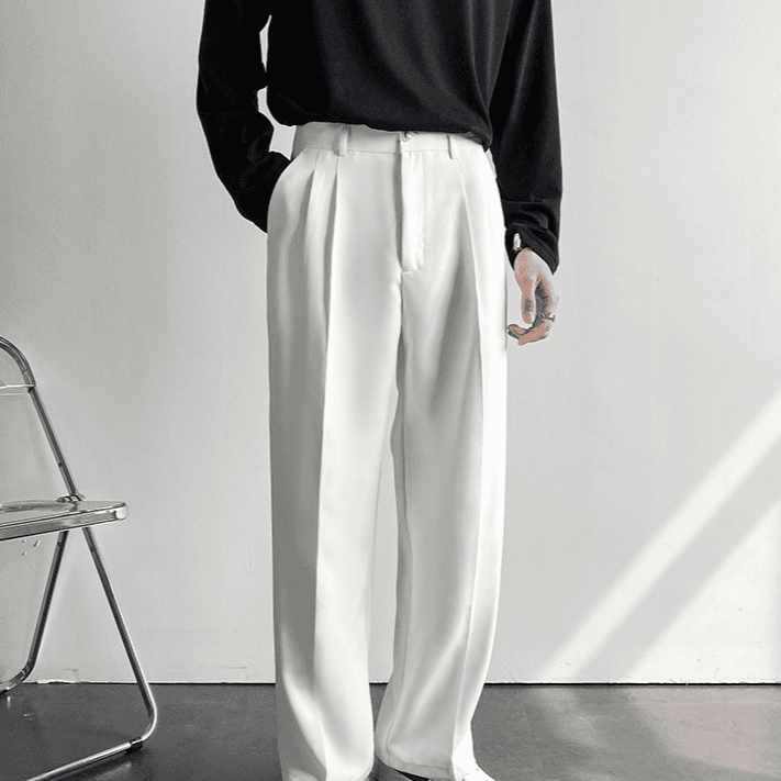 Men's Clothing Spring And Autumn Drape Straight Suit Pants Men's Loose Casual White Wide Leg Trousers Mopping Pants