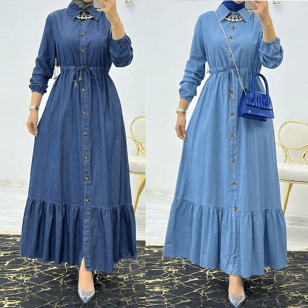 Women's Clothing Round Neck Long Sleeved Dress