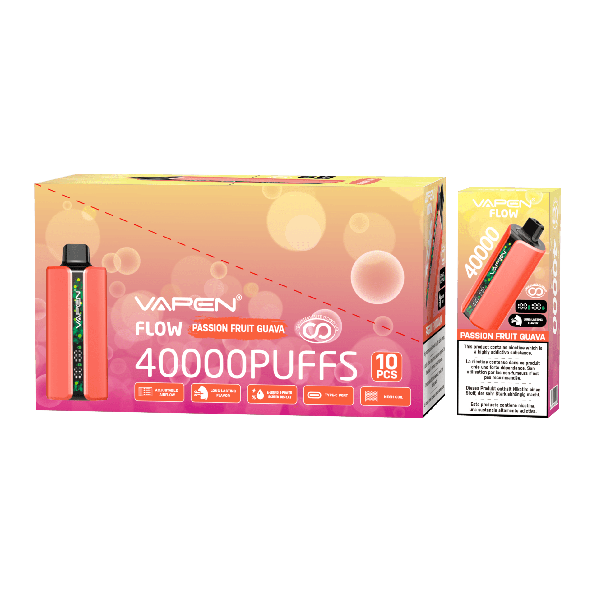 10pcs Vapen Flow 40000 Puffs Stylo Vape Jetable E-cig Mesh PRO Saveurs 40K 30K 50K Vapes Bar Elf Cigarette Électronique TECHNOLOGIE DE GOÛT CONSTAN
