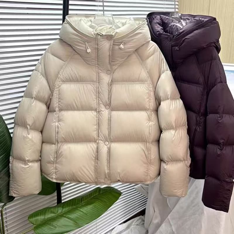 New Winter Puffer Jacket Women's Short Hooded Coat, Oversized Bubble Quilted Outerwear, Thickened Warm Polyester Filling, Casual Streetwear
