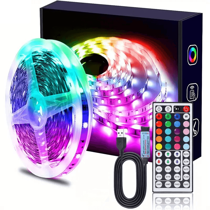 Kit de bandes lumineuses LED RVB 5050 avec télécommande 44 touches, rétroéclairage basse tension 5 V pour Smart TV, éclairage d'ambiance à changement de couleur pour la décoration intérieure.