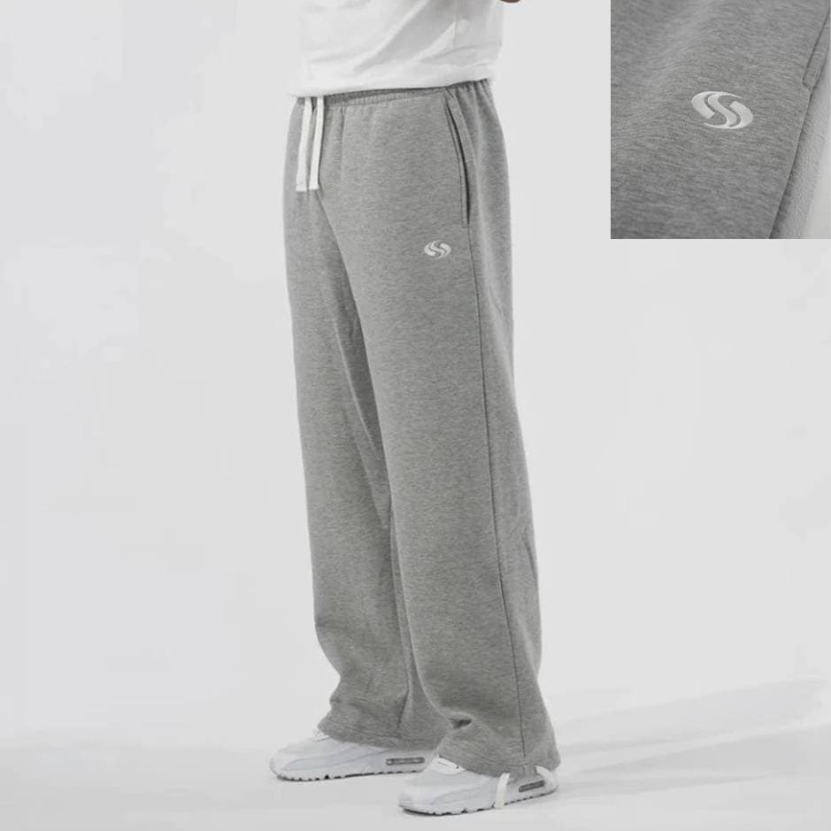 Men's High-Waisted Straight Leg Pants - 95% Cotton Blend, Streetwear Casual Trousers (Gray/Black, S-XXL)