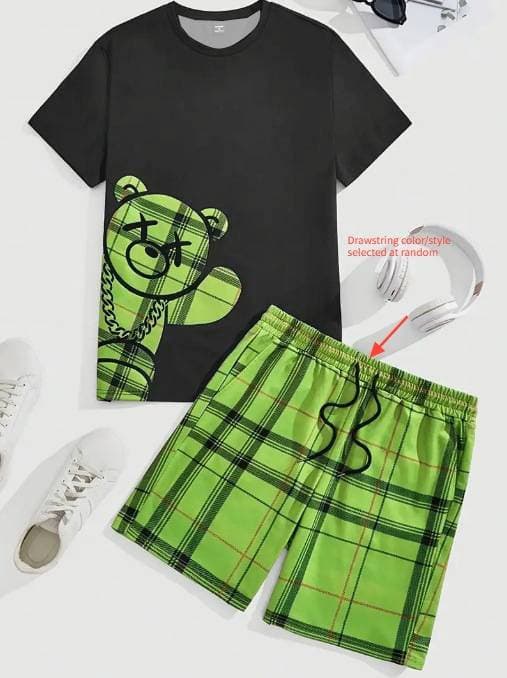 Ensemble t-shirt et short d'été décontracté pour homme, imprimé numérique 3D, polyester respirant et inextensible, manches courtes noires