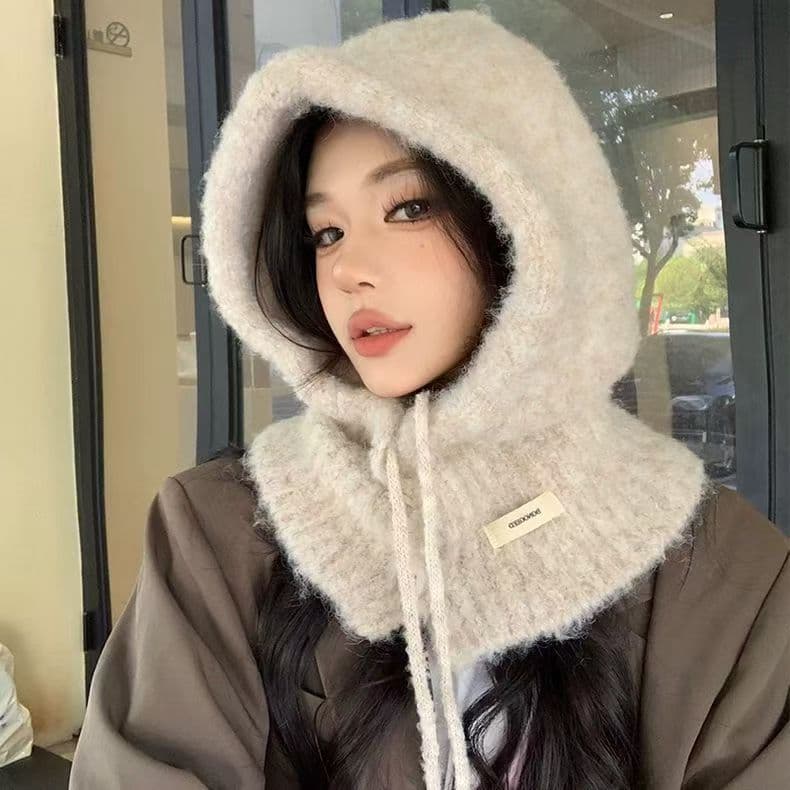 Winter New Fashion Versatile Scarf Combo For Women, Autumn Warm Ear Protection Hooded Neck Warmer Knitted Wool Hat