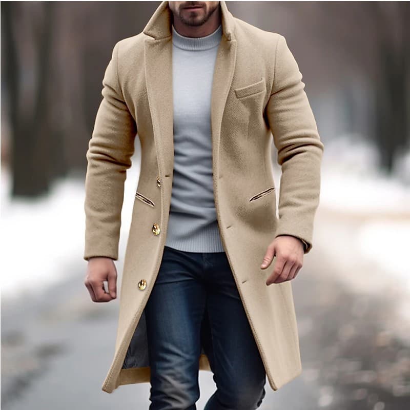 Multi Color And Multi Size New Coat Men's Woolen Mid Length Windbreaker Jacket
