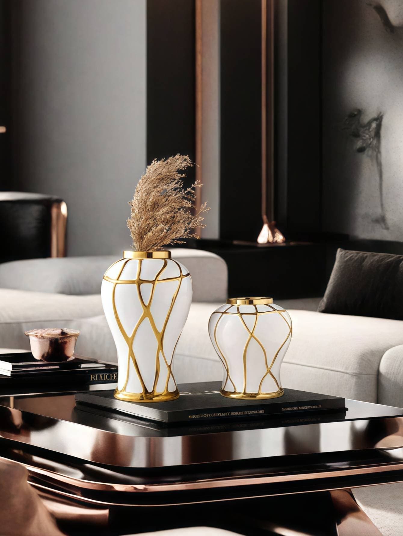 Vase en céramique craquelé de style nordique léger et luxueux, idéal pour une table de salon, des fleurs fraîches, des fleurs séchées, une décoration d'ambiance ou un ornement.