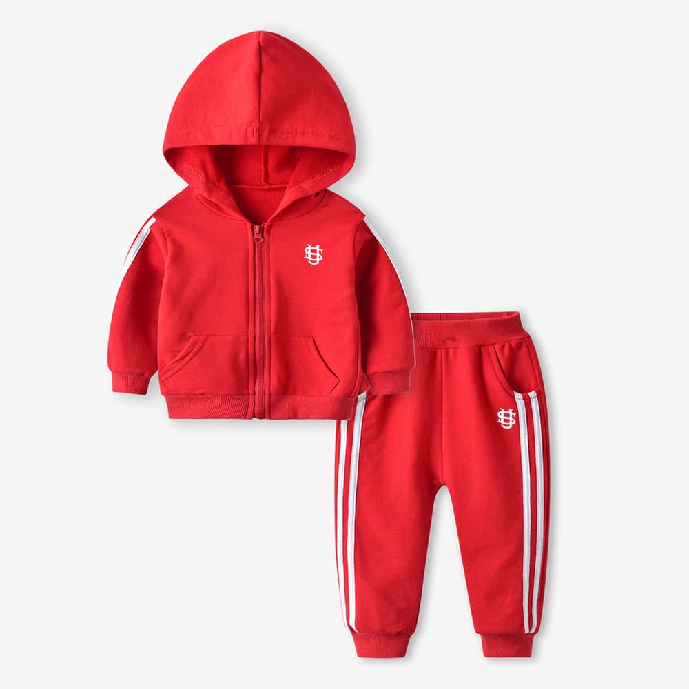 Kids' Zip-Up Hoodie & Jogger Set - Unisex Casual Tracksuit With US Letter Print, Autumn Athletic Outfit