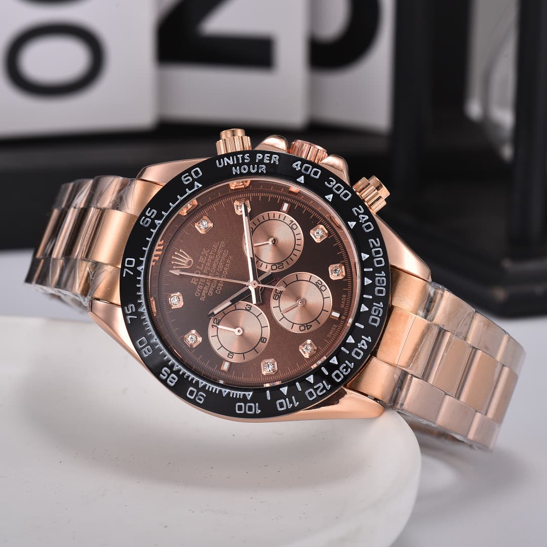 Montre de luxe pour homme Rolex, style business, à six aiguilles et cadran classique à trois sous-cadrans.