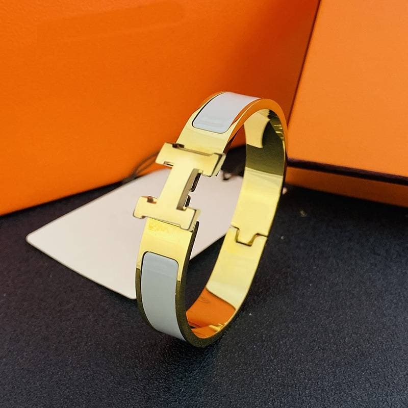 Bracelet classique en émail avec lettre H de créateur, large boucle en or, bracelet H européen et américain, bracelet pour couple