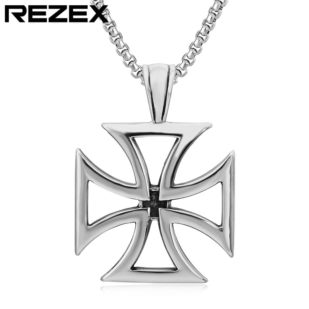Men's Jewelry Retro Crusader Cross Titanium Steel Pendant Necklace