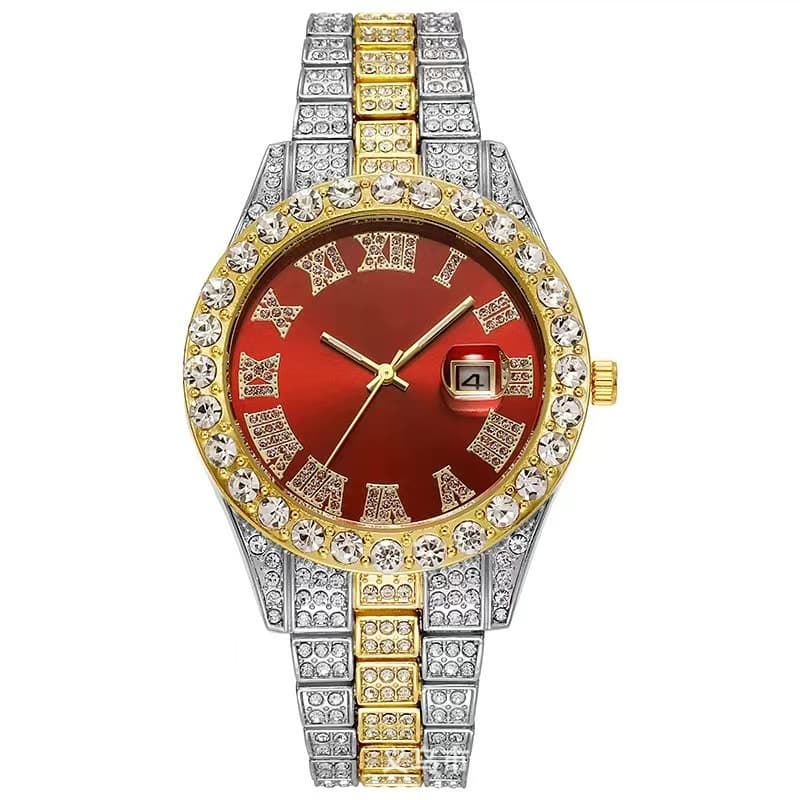 Men's Watches Men's Quartz Calendar With Hip Hop Dial Diamond For Men In Steel