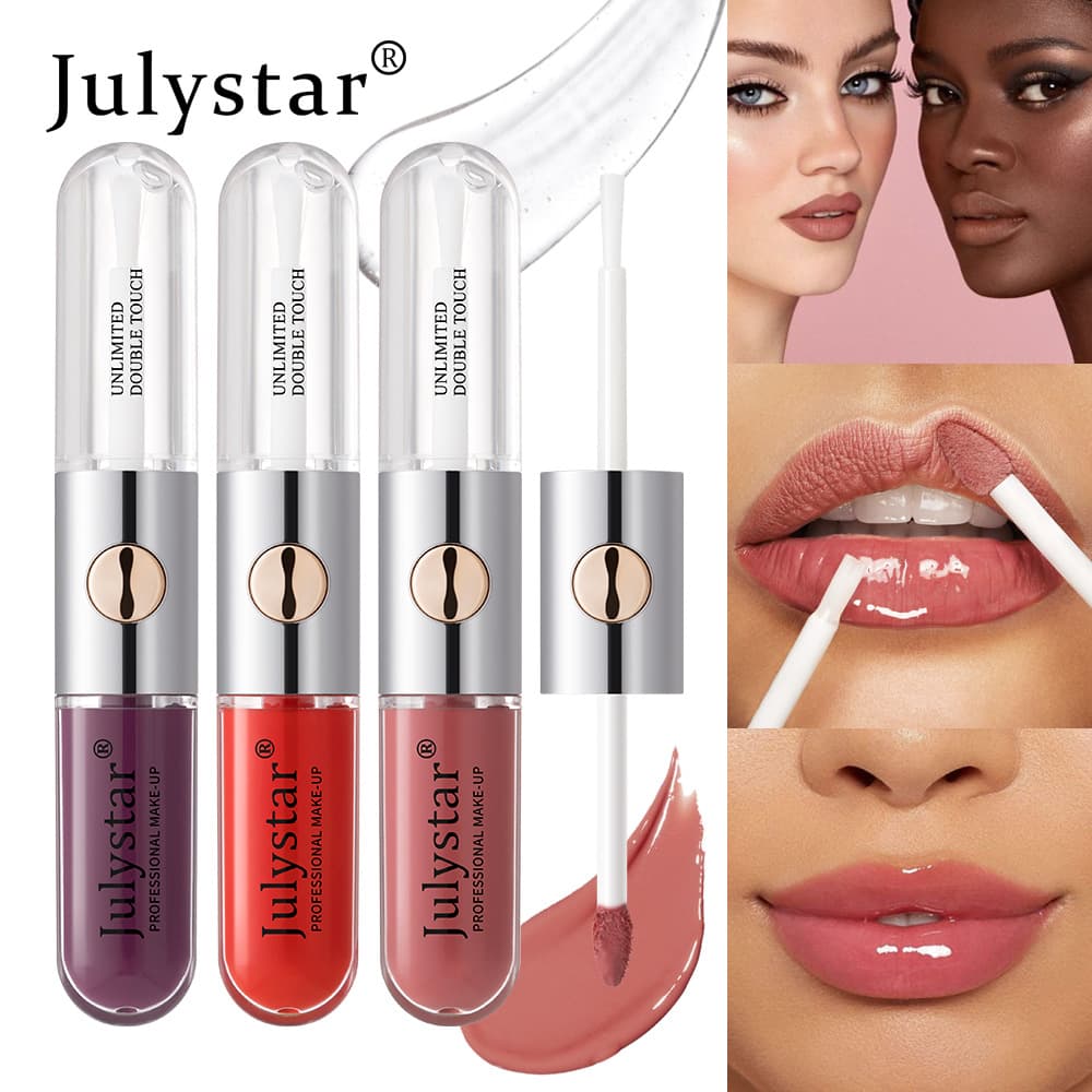 Mirror Double Head Lip Glaze Is Easy To Color, Moisturizing, Non Stick, Non Fading, Water Glossy Lipstick And Lip Gloss