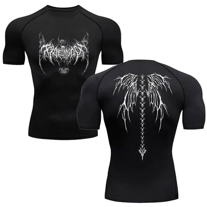 Men's Anime 2D Print Compression T-Shirt - Quick Dry Stretch Workout Top For Gym & Sports
