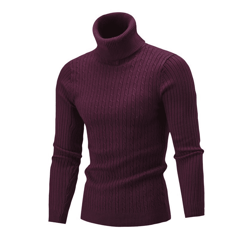 Men's sweater turtleneck color twist base sweater