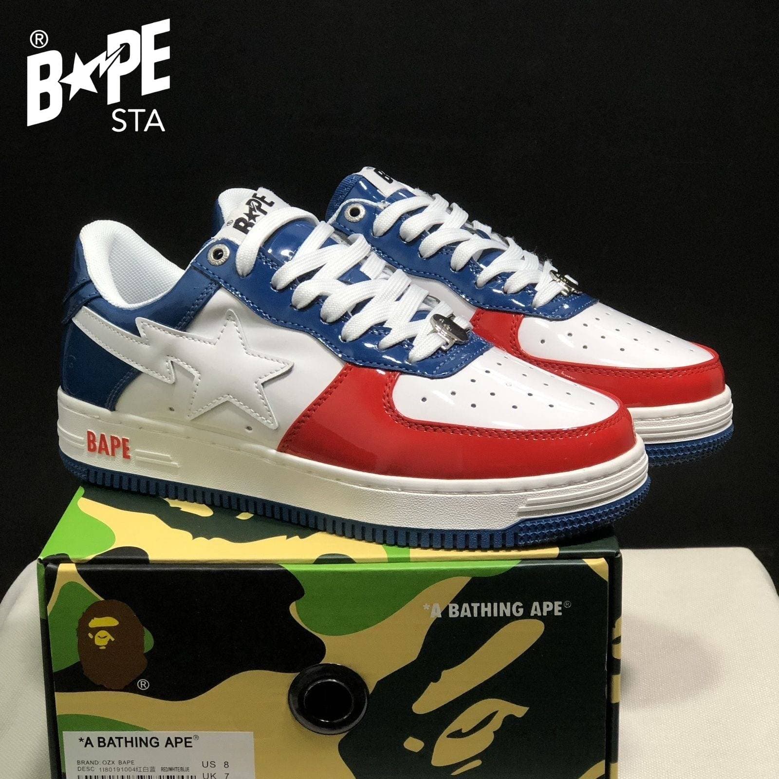 Chaussures de planche classiques Marvel en cuir laqué A BATHING-APE, chaussures de planche Air Force No.1 unisexes