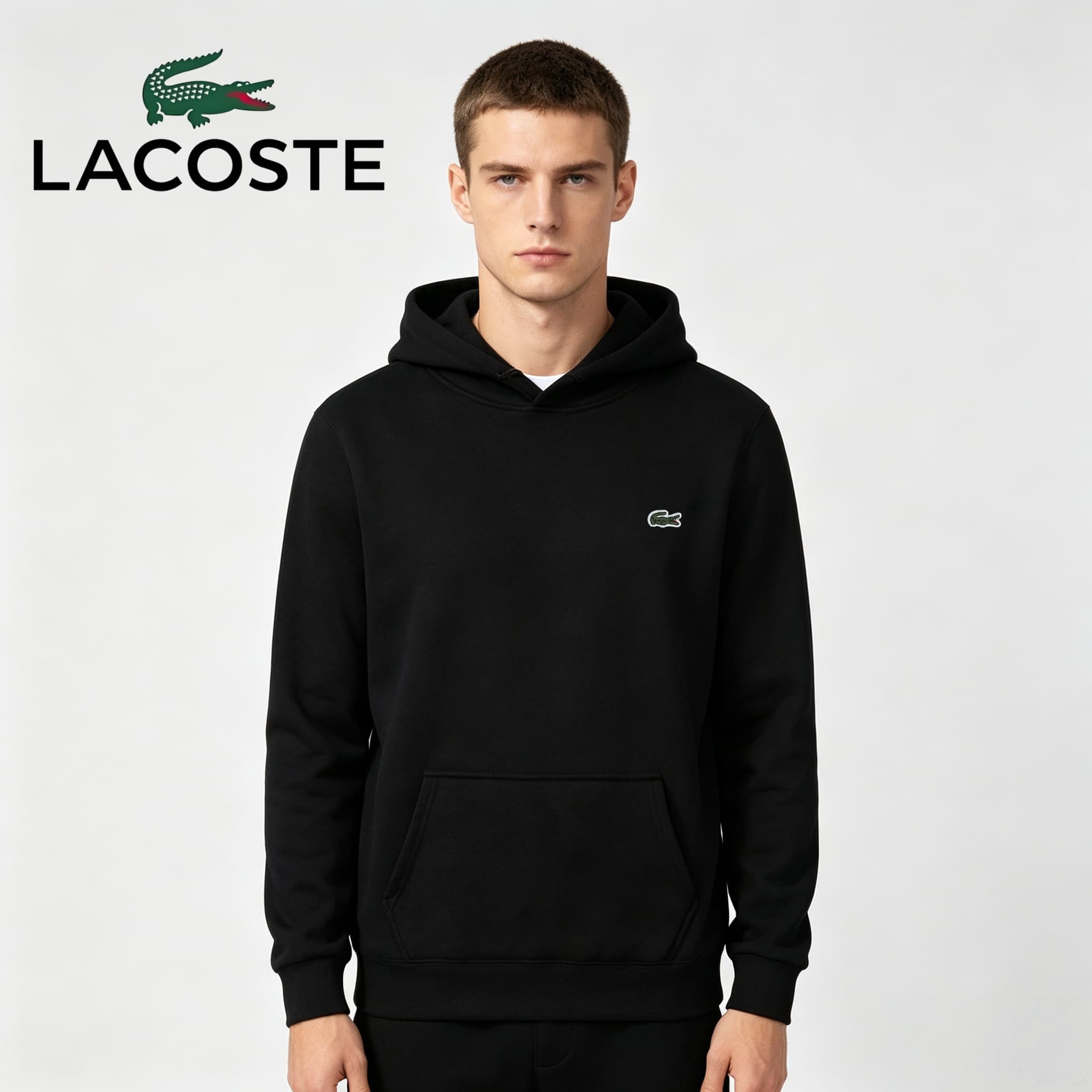 LACOSTE, Sweat à capuche homme, Printemps, Haut brodé crocodile de haute qualité, Sweat à capuche classique