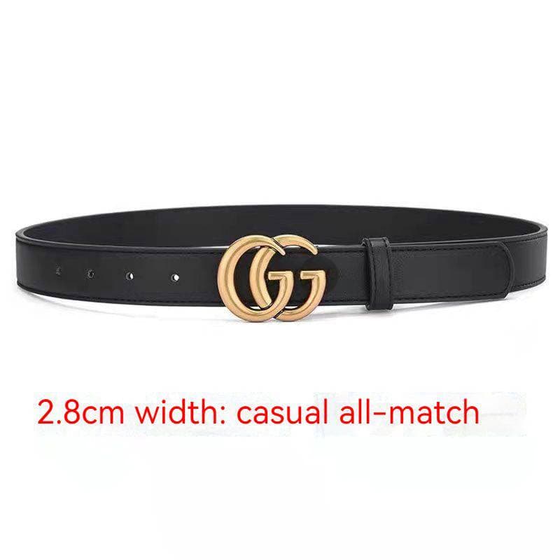 Ceinture tendance en cuir de vachette Double G pour femme, style ins, simple, noire, pour jeans