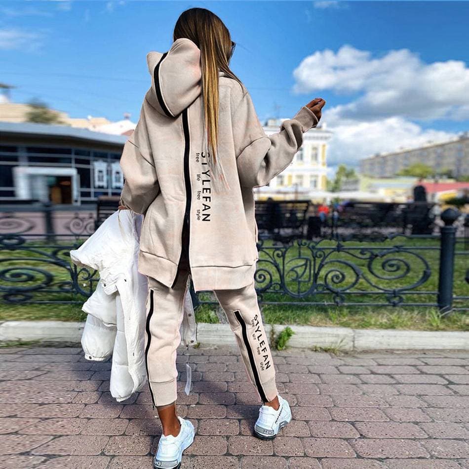Women's Clothing Letter print loose long hoodie pants