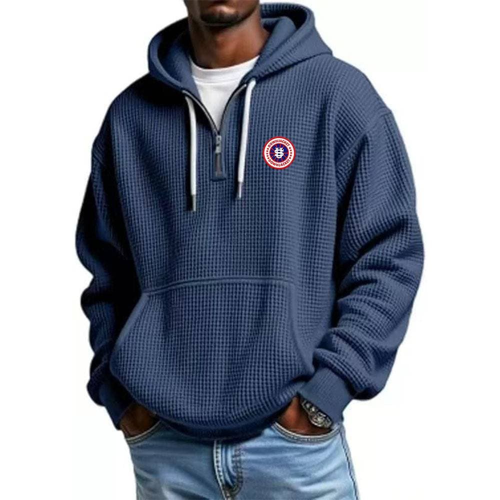 Sweat à capuche gaufré pour homme avec carte des États-Unis - Pull oversize orné de broderies 3D des États et d'un effet vieilli