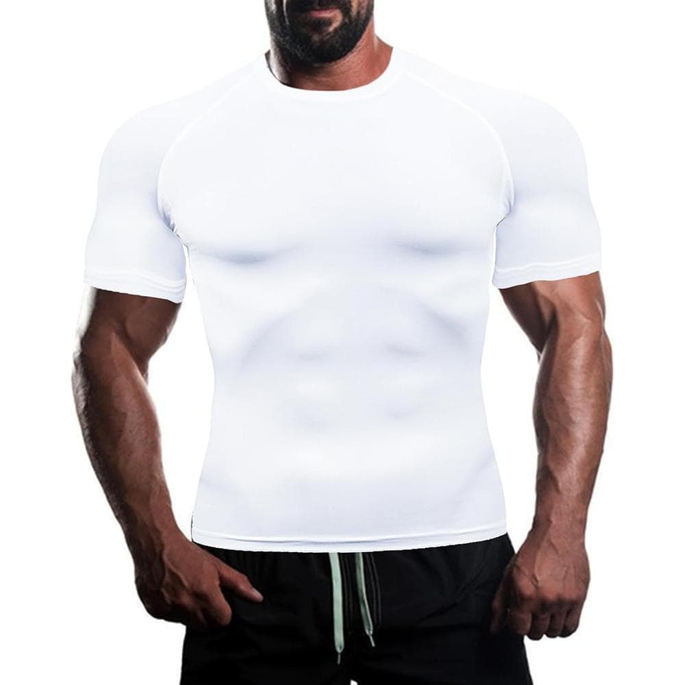 Men's Quick Dry Sports T-Shirt Outdoor Running Fitness Trendy Top Short Sleeve Tight Fit