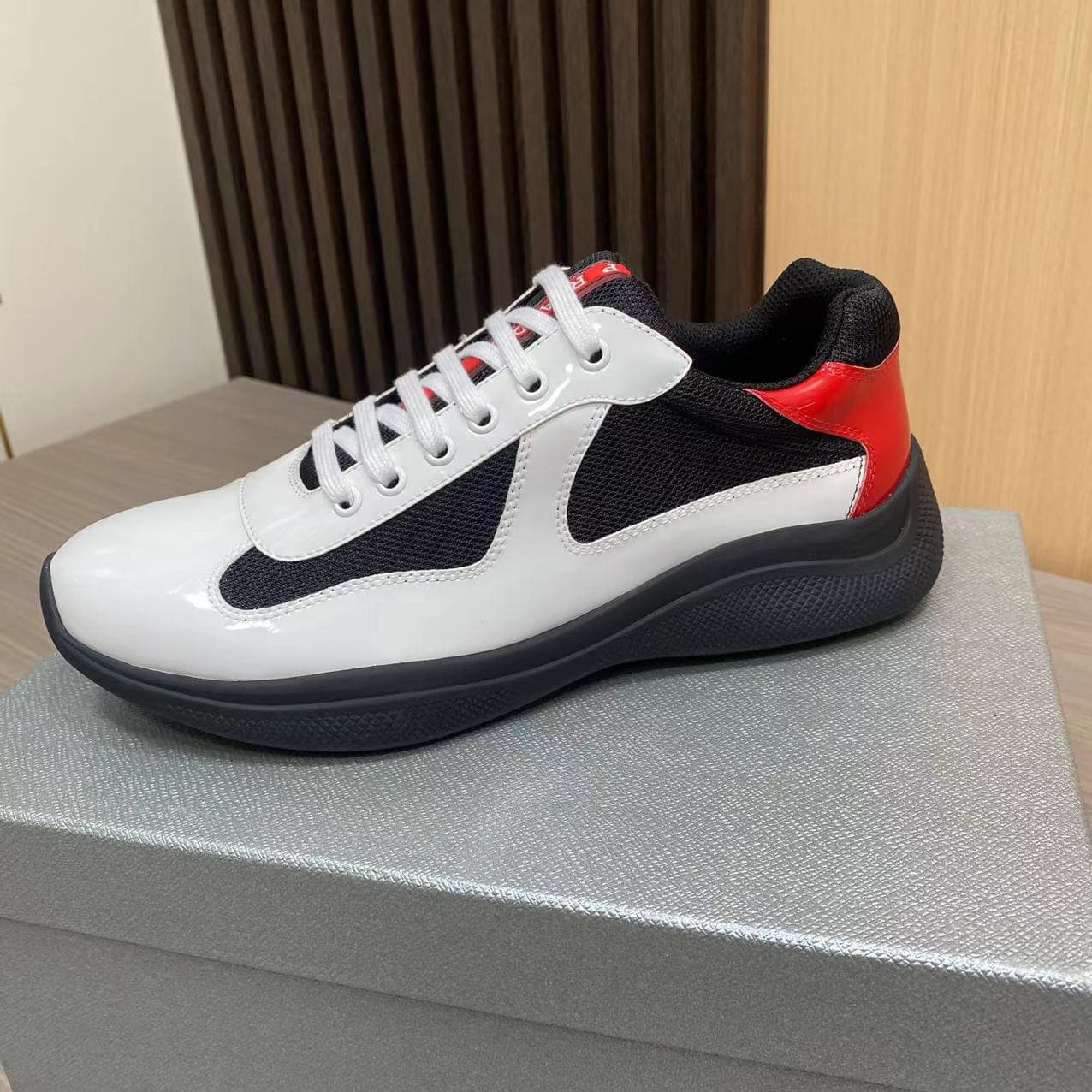 Chaussures de sport décontractées pour homme en cuir véritable noir de marque P, pointure 25, baskets de mode haut de gamme, nouveau modèle, gran