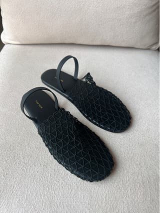 Therow Spring/Summer New Unique Woven Baotou Roman Sandals Women's Hollow Breathable Flat Bottom Fashion Muller Shoes