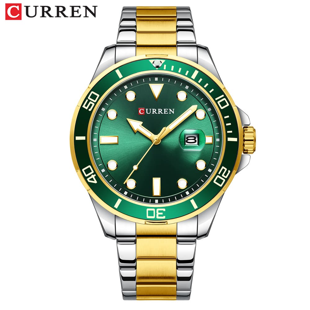 Montre classique à grand cadran pour homme avec fonction date, bracelet en acier inoxydable, étanche, à quartz, idéale pour le travail et les loisirs.