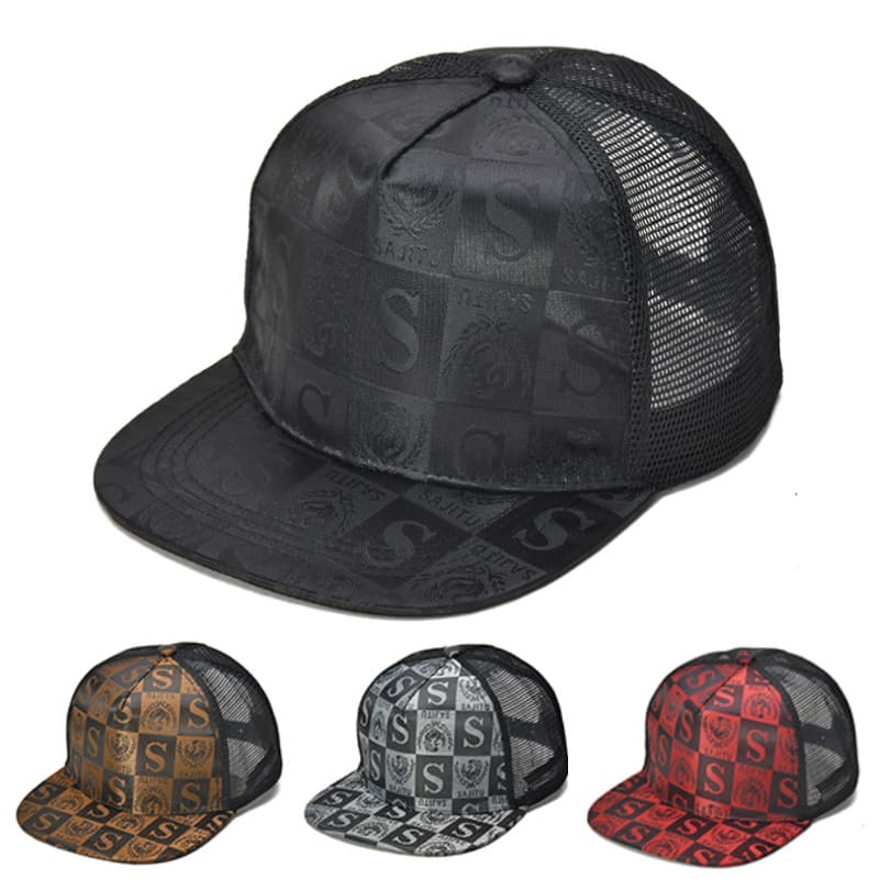 European style baseball flat brim mesh cap, trendy outdoor sunshade hat, checkerboard printed hat