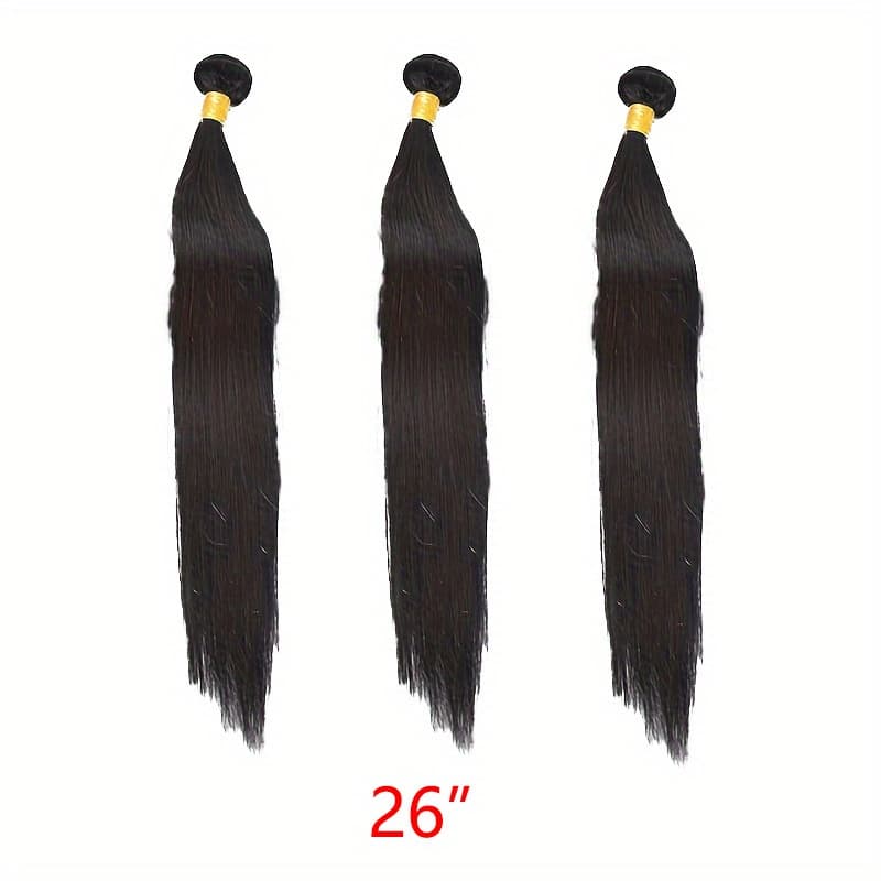 Lot de 3 mèches de cheveux vierges brésiliens de qualité supérieure pour femmes, double trame, cheveux humains non traités, couleur naturelle, l