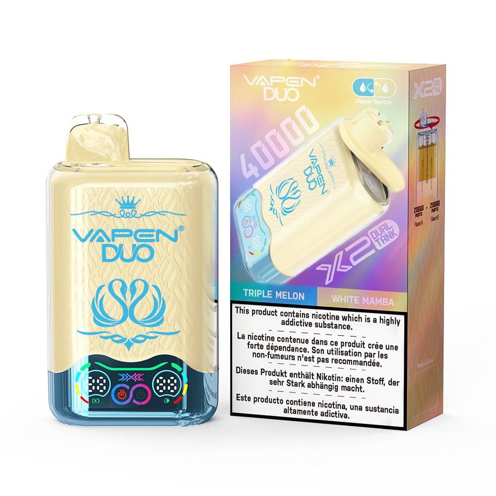 1 Vapen Duo 2 en 1, double réservoir, 40 000 bouffées, jetable, saveur citron vert Razz, chicha électronique Big Puff 50 000 bouffées, Nikotins
