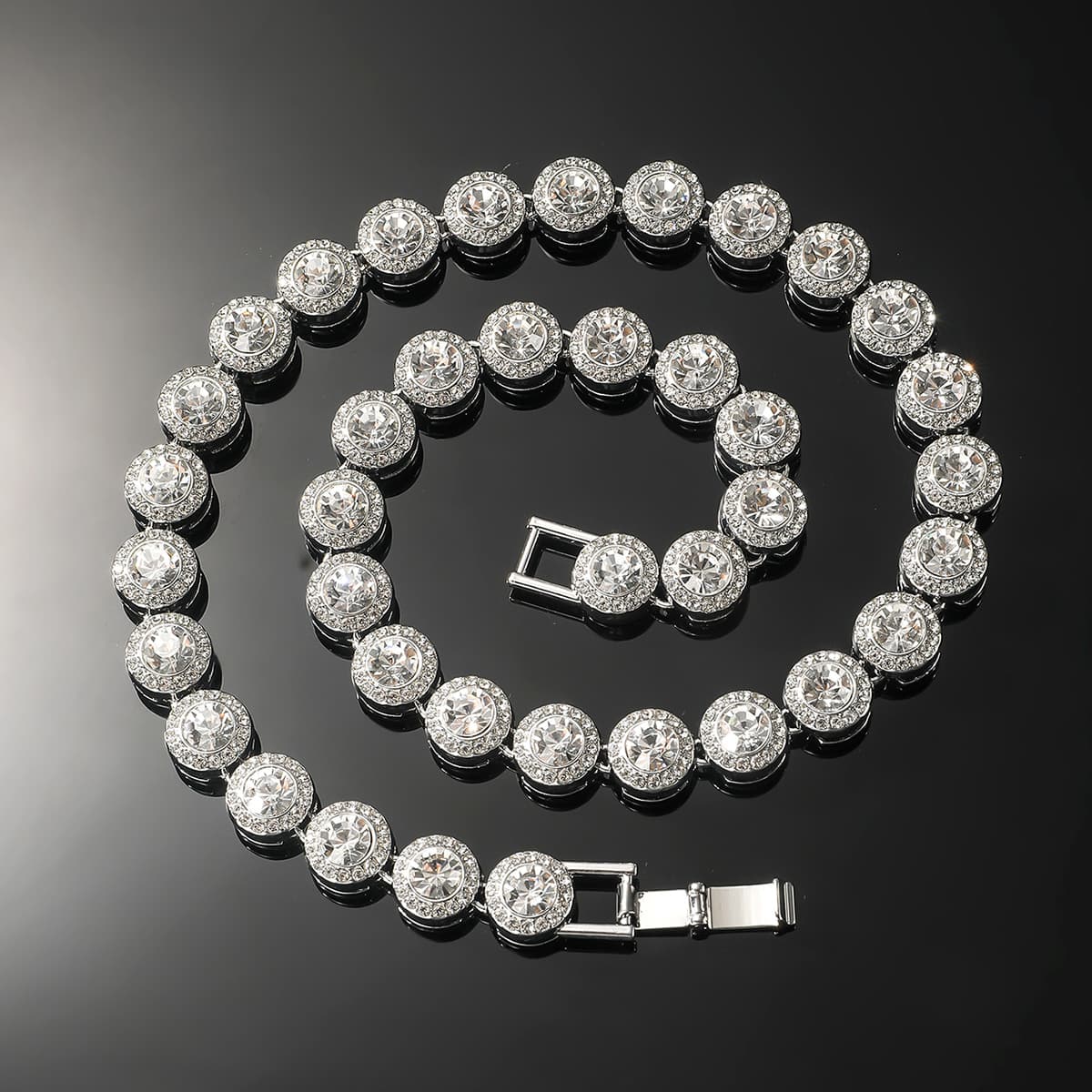 Collier de bracelets pour hommes en alliage géométrique incrusté de zircon hip-hop