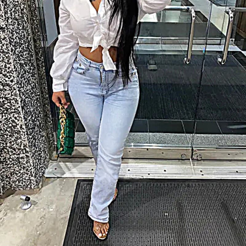 Women's fashion casual retro jeans