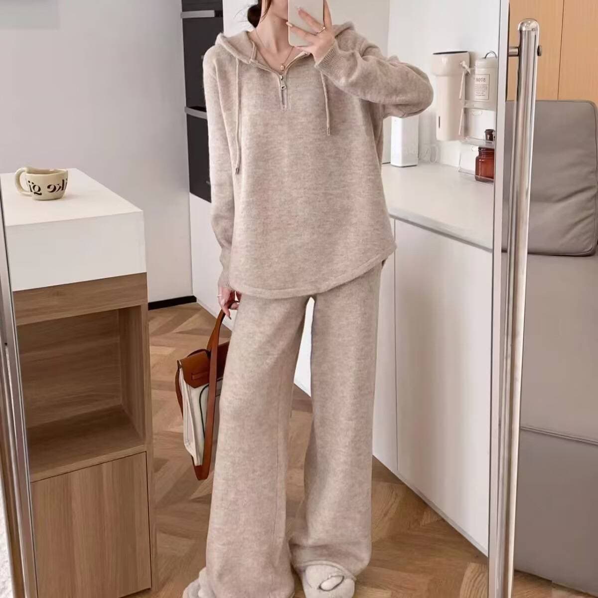 Women's Clothing Lazy Style Casual Fashion Suit For Women Spring And Autumn New Loose Hooded Sweatshirt Wide Leg Pants Slim Two Piece Suit