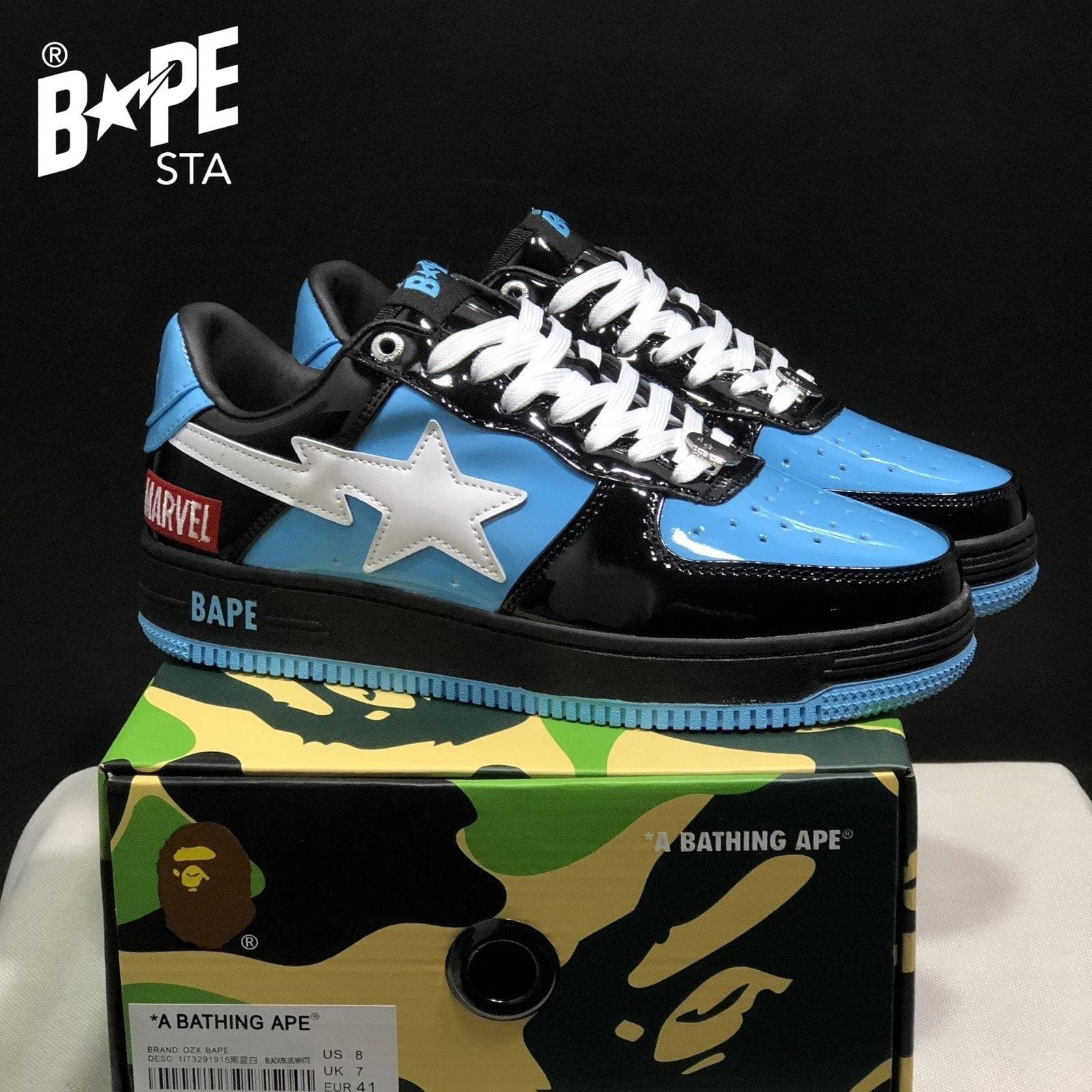 Chaussures de planche classiques Marvel en cuir laqué A BATHING-APE, chaussures de planche Air Force No.1 unisexes