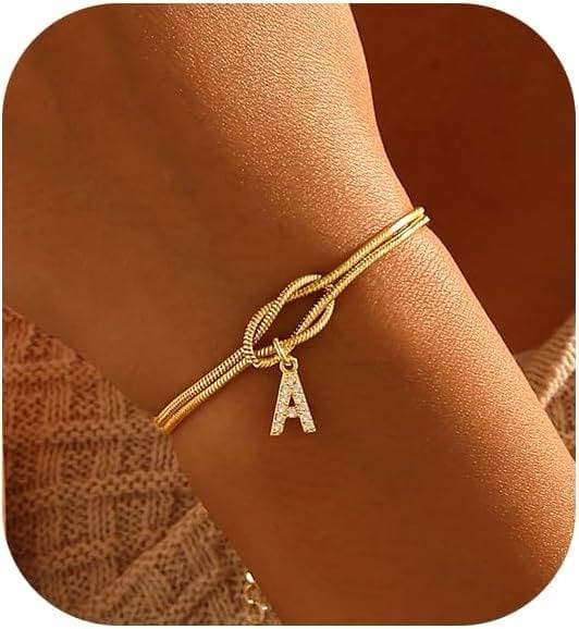 Bracelet en zircon avec 26 lettres, tendance, nœud concentrique, rond, en os de serpent, pour couple, amitié, bijoux de main