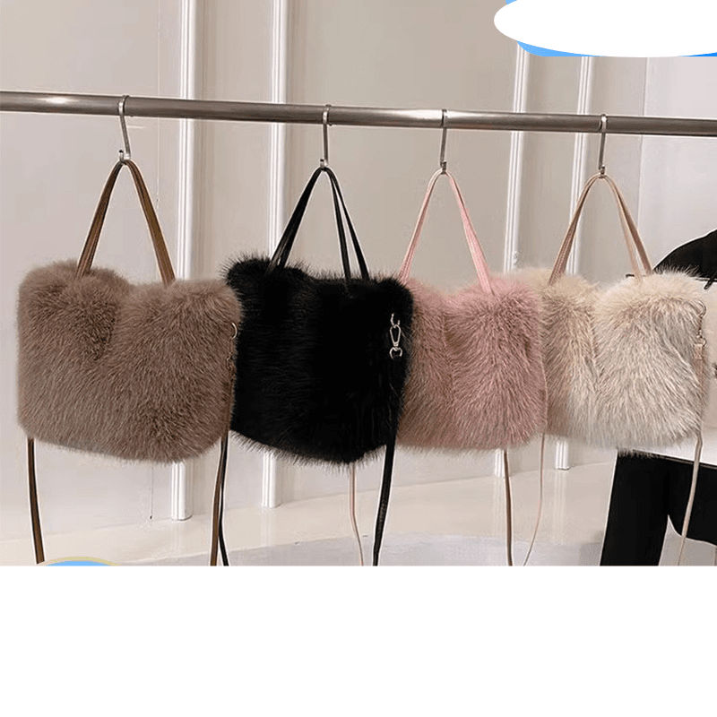 Plush Small Square Bag Autumn And Winter Imitation Fox Fur Messenger Bag Advanced Versatile Hand Held Shoulder Tote Bag