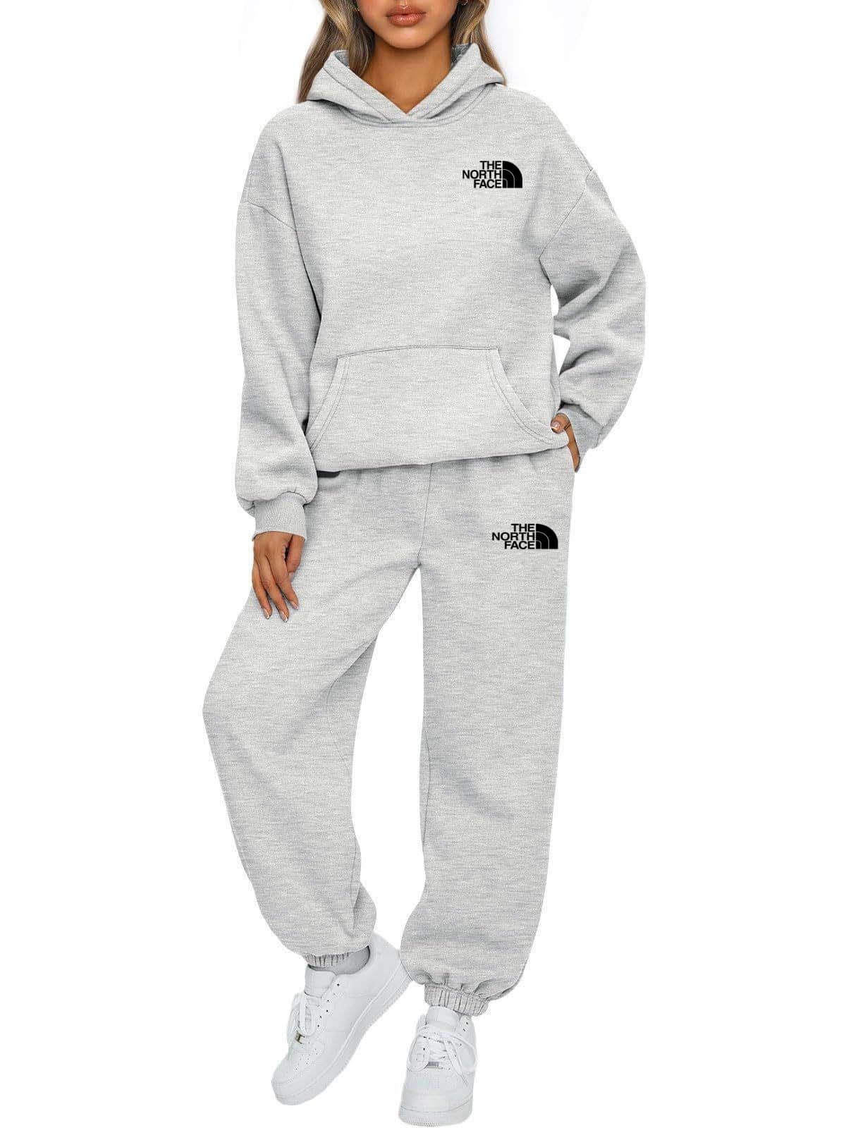 Ensemble deux pièces THE NORTH FACE pour femme : sweat-shirt à capuche ample, pantalon de jogging à manches longues, tenue de sport quotidienne