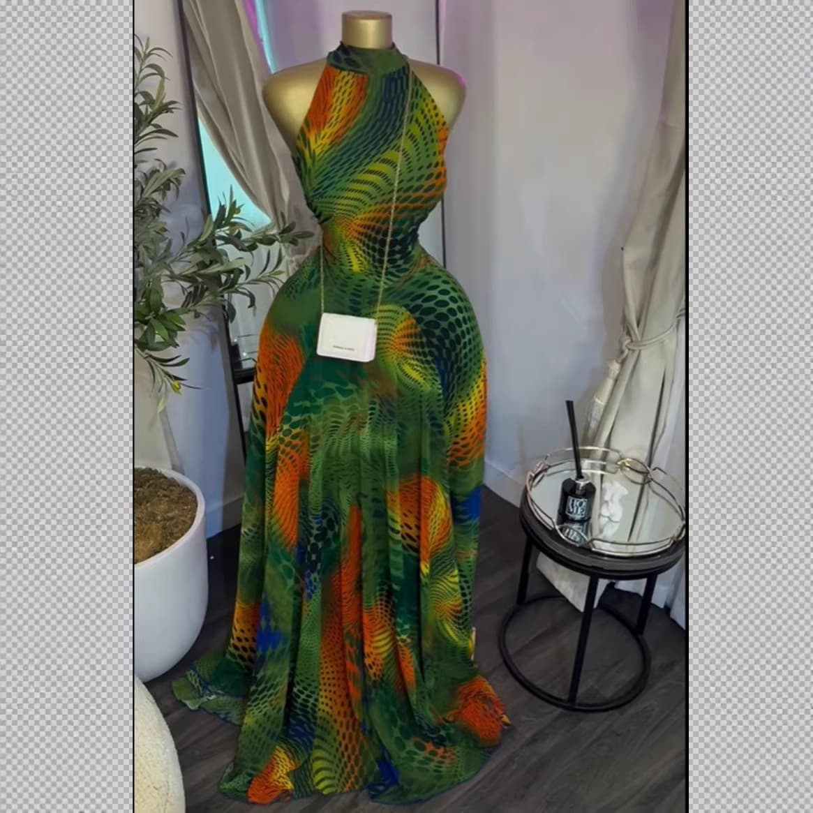 Robe longue sans manches style américain pour femme, élégante et imprimée, avec ceinture à nouer