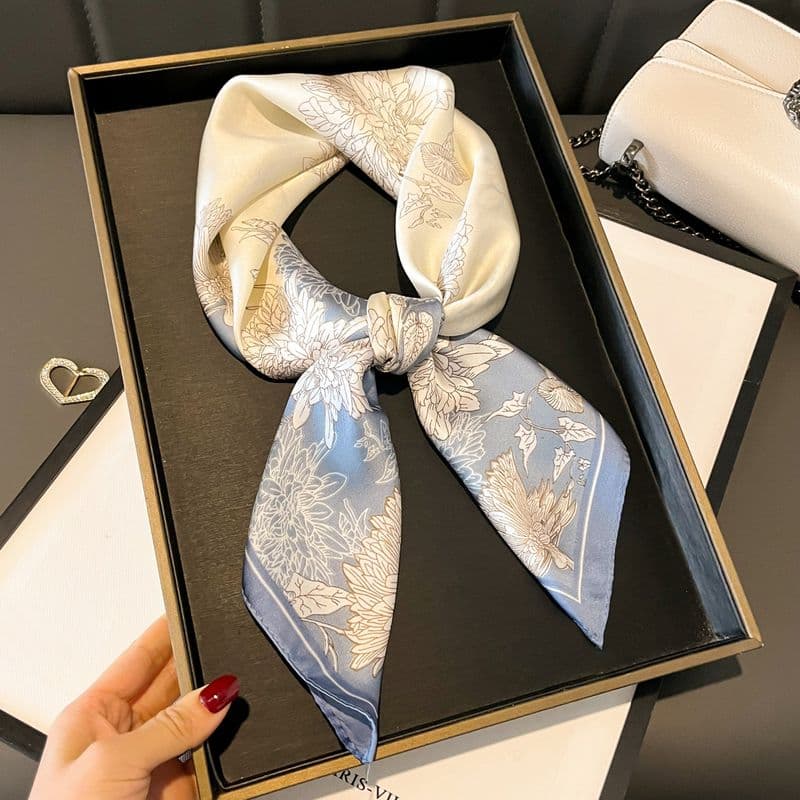 New Printed 70 Silk High-end Square Spring And Summer Thin Versatile Scarf, Tied Hair Scarf For Women