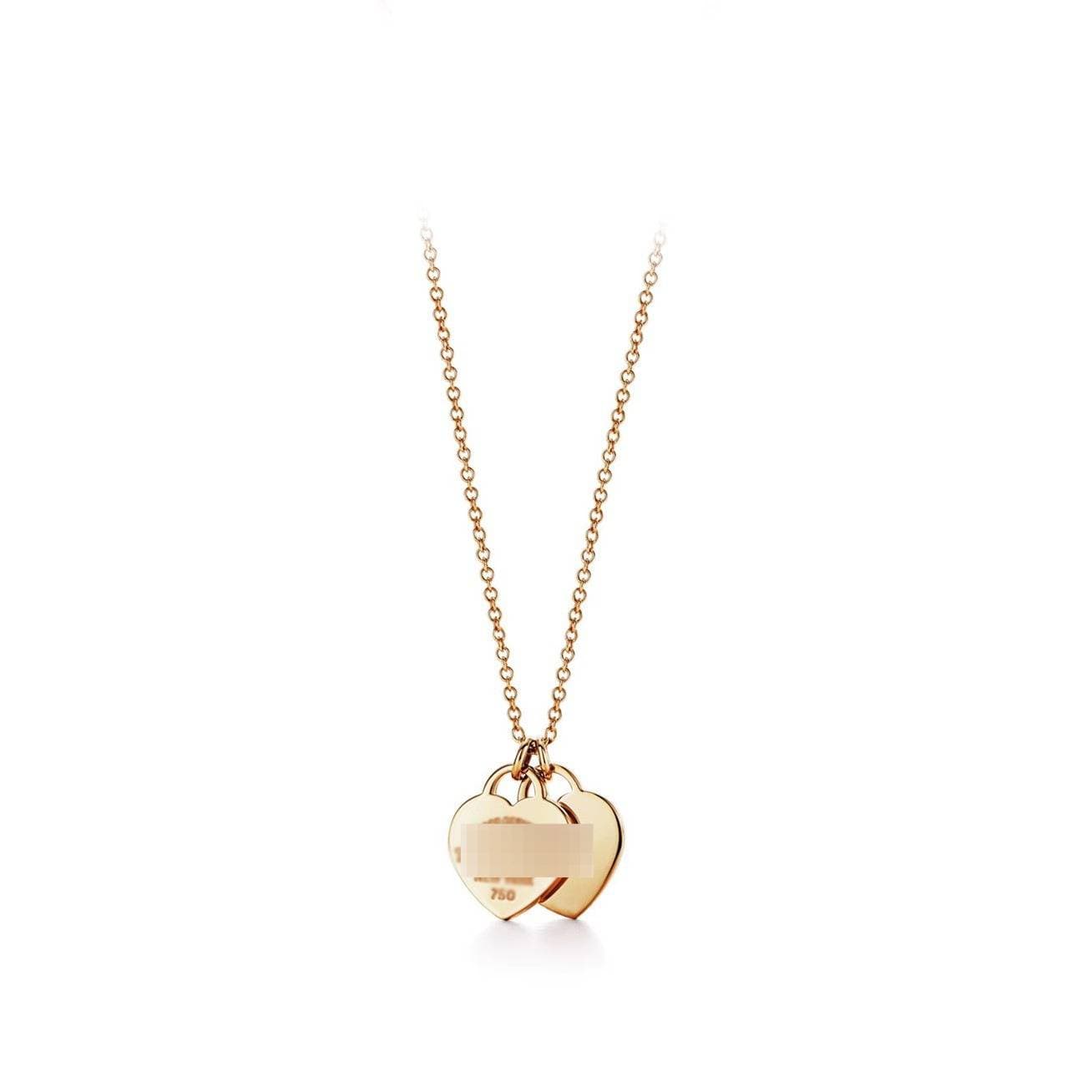 T Brand Classic Double Heart Pendant For 2026 New Model Women Red Green Pink Enamel Necklace Light Simple