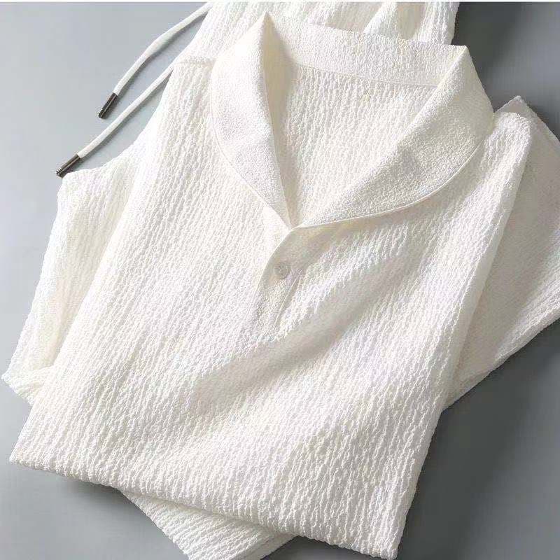 Men's Solid Color Suit Thin Casual Sports Suit Men's Fashion Short-Sleeved Trousers
