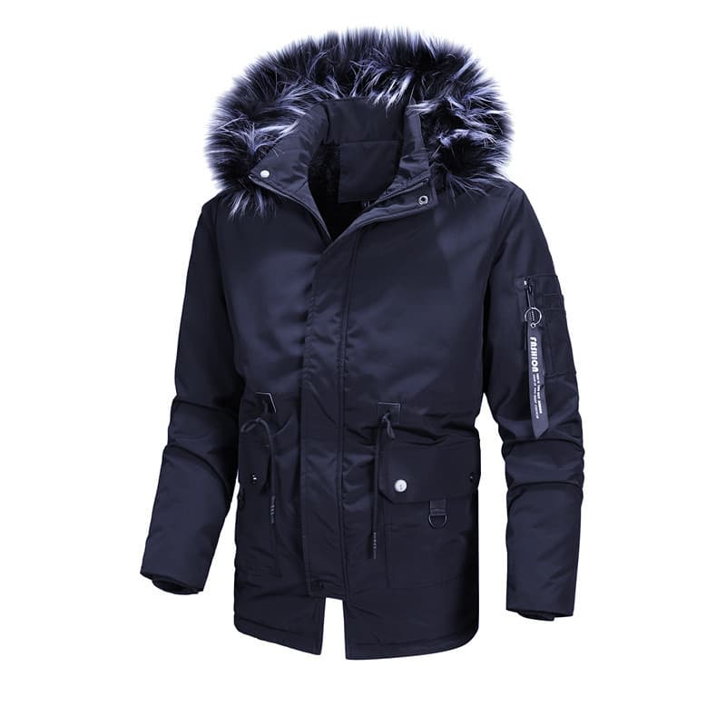 Men's clothing Men's jacket Autumn winter men's hooded plus size medium long fur collar trench coat men