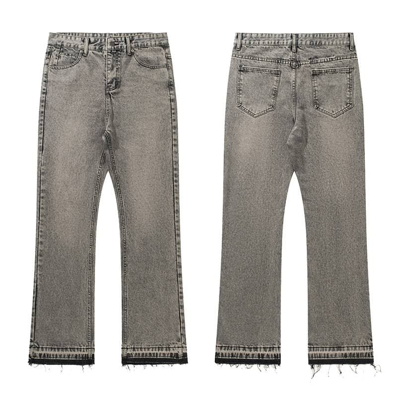 Men's Clothing Yourbrand] Men's 507 Fit Cement-washed Denim Pants | Fringe Hem Detail | Cleanfit Aesthetic | Vintage Grey