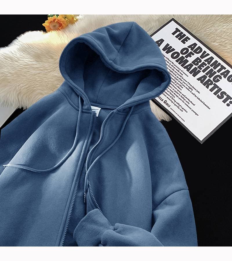 Sweat-shirt à capuche zippé doublé polaire pour homme – Pull d'hiver épais avec poches, vêtement d'extérieur décontracté unisexe (noir, bla